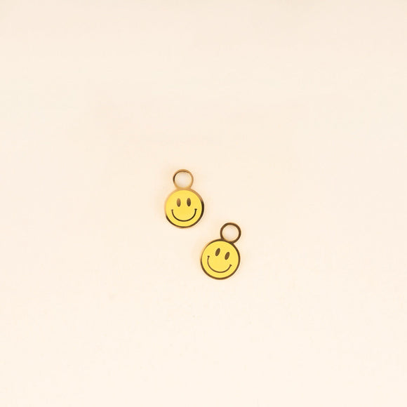 Oh Clem Smiley Huggie Hoop Charms Yellow / Gold