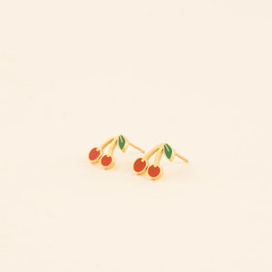 Oh Clem Fruit Stud Earrings Cherry / Screw Back