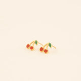 Oh Clem Fruit Stud Earrings Cherry / Screw Back