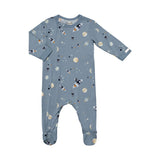 Coccoli Modal Zipper Footie Space - Steel Blue