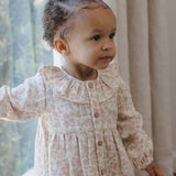 QUINCY MAE Ruffle Collar Button Dress Pink Blossom