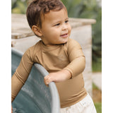 QUINCY MAE Rashguard (Honey) + Swim Diaper (Dino) Set