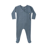 Quincy Mae Pointelle Wrap Footie (Ocean)