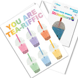StickerBeans - Tea-riffic 2 Greeting Card with Sticker