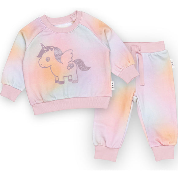 HUXBABY Swirl Glittercorn Sweatshirt & Retro Track Pant Set - hip-kid