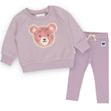 HUXBABY Rainbow Fur Bear Sweatshirt & Rib Legging Set - Lilac - hip-kid