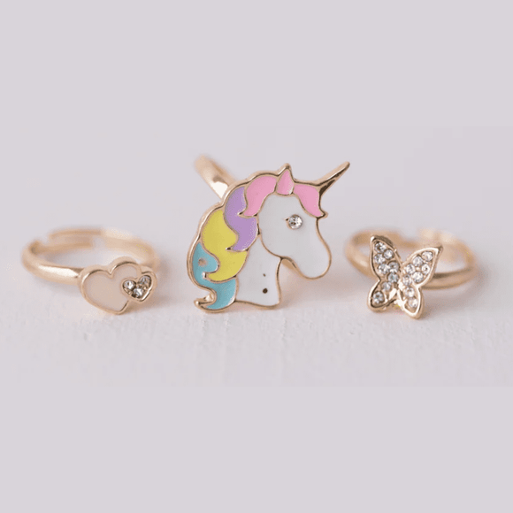CEC Boutique Butterfly & Unicorn Ring Set - hip-kid