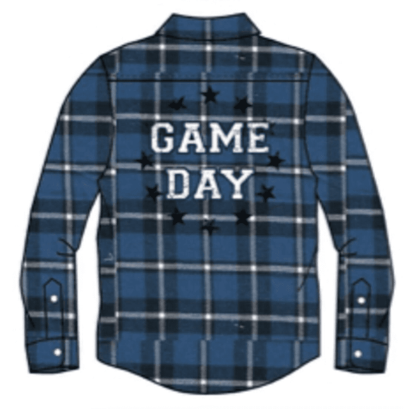 Mish Game Day Flannel - Blue - hip-kid
