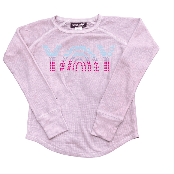Stoopher Yay Rainbow Stones L/S Thermal - Light Pink - hip-kid
