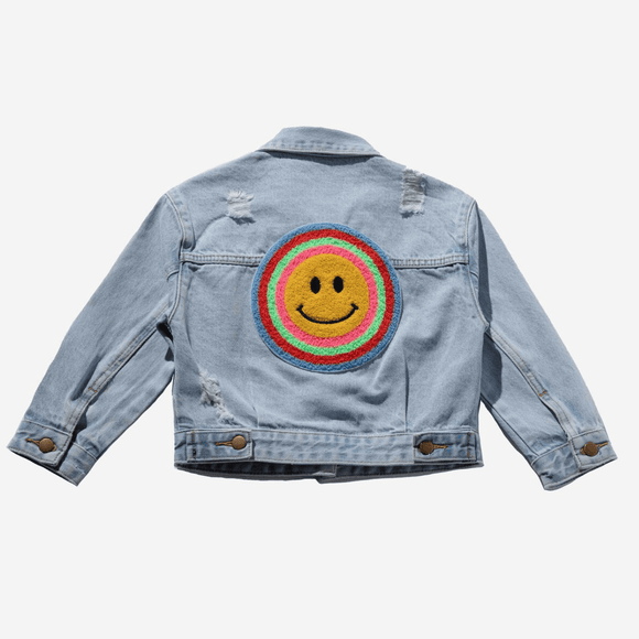 Petite Hailey Patched Denim Jacket - Multi Smile - hip-kid