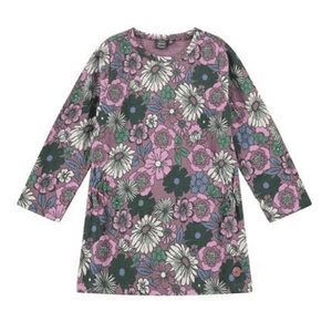 Babyface Girls Floral L/S Dress - Plum - hip-kid