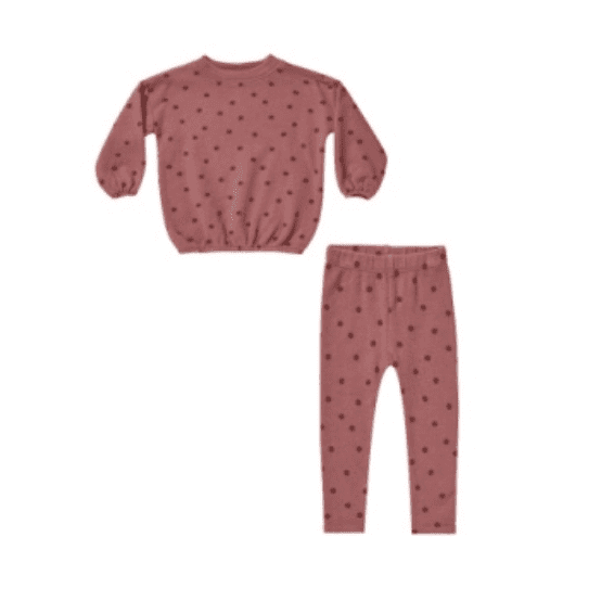 Rylee & Cru Spongey Knit Set - Raspberry Polka Dot - hip-kid