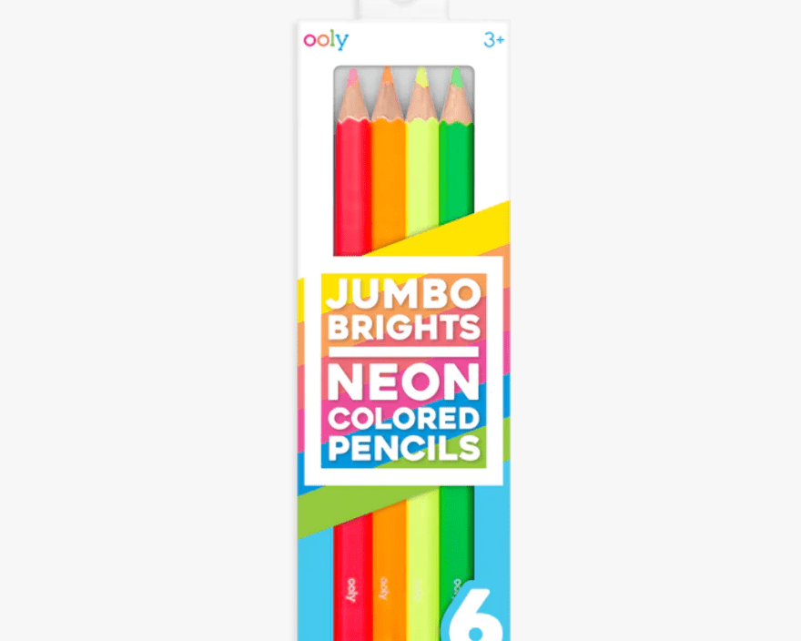 OOLY Jumbo Bright Neon Colored Pencils - Set of 6 - hip-kid