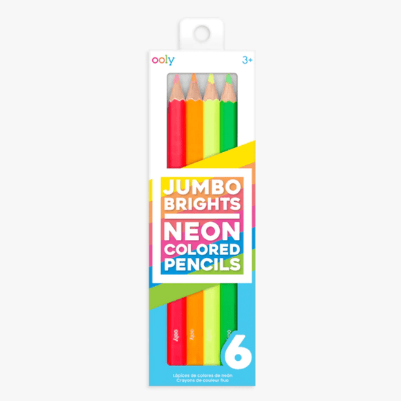 OOLY Jumbo Bright Neon Colored Pencils - Set of 6 - hip-kid