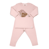 Oh Baby Quilted Bird Applique LS 2pc Set - Pale Pink - hip-kid