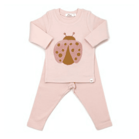 Oh Baby Blush Lady Bug Terry Applique LS 2pc Set - Pale Pink - hip-kid