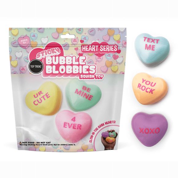 Top Trenz Conversation Hearts Sticky Bubble Blobbies - hip-kid