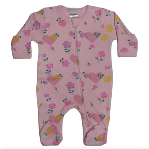 Baby Steps Footed Pajama - Pink Roses - hip-kid