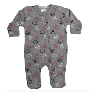 Baby Steps Footed Pajama - Grey Pink Smile - hip-kid