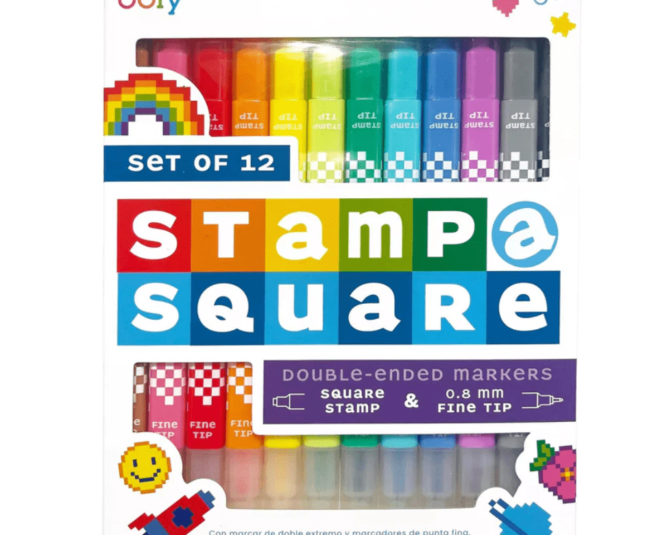 OOLY Stamp-A-Square Markers - Set of 12 - hip-kid