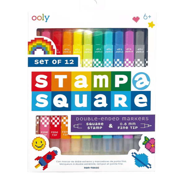 OOLY Stamp-A-Square Markers - Set of 12 - hip-kid