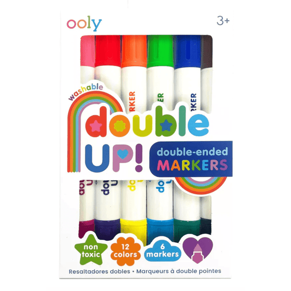 OOLY Double Up! Double Ended Markers Set of 6, 12 colors - hip-kid