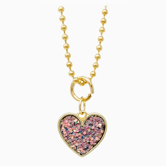 Zomi Gems Sparkle Heart Gold Charm Necklace - hip-kid