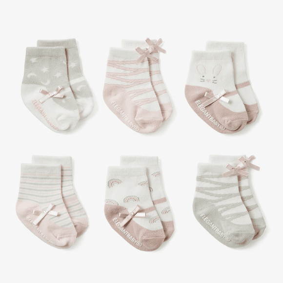 Elegant Baby Mary Jane Pink 6PK Socks - hip-kid