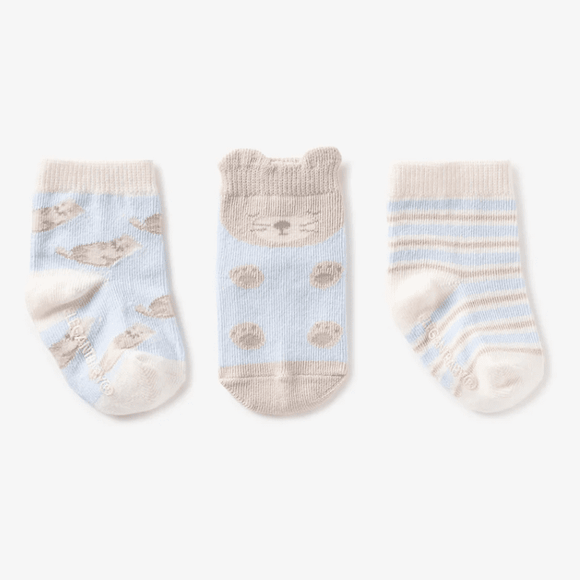 Elegant Baby Pack Otter 3PK Socks 0-12m - hip-kid