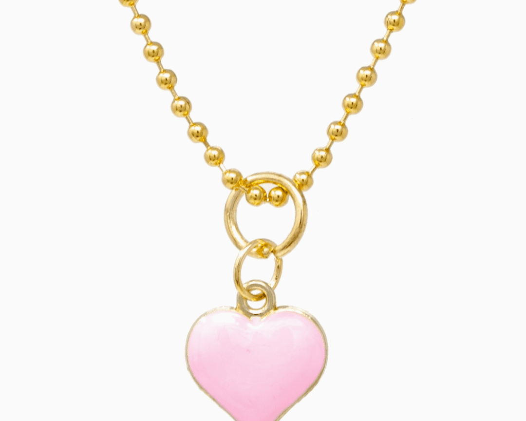 Zomi Gems Pink Heart Gold Charm Necklace - hip-kid