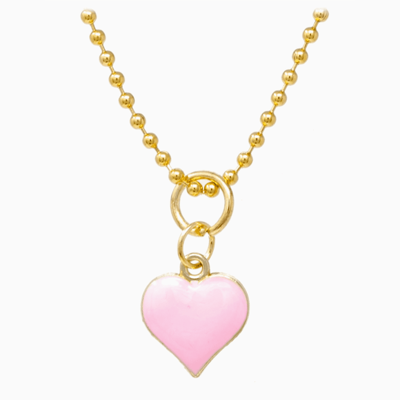 Zomi Gems Pink Heart Gold Charm Necklace - hip-kid