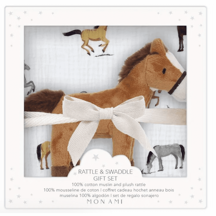 Mon Ami Chantilly Swaddle & Rattle Gift Set - hip-kid