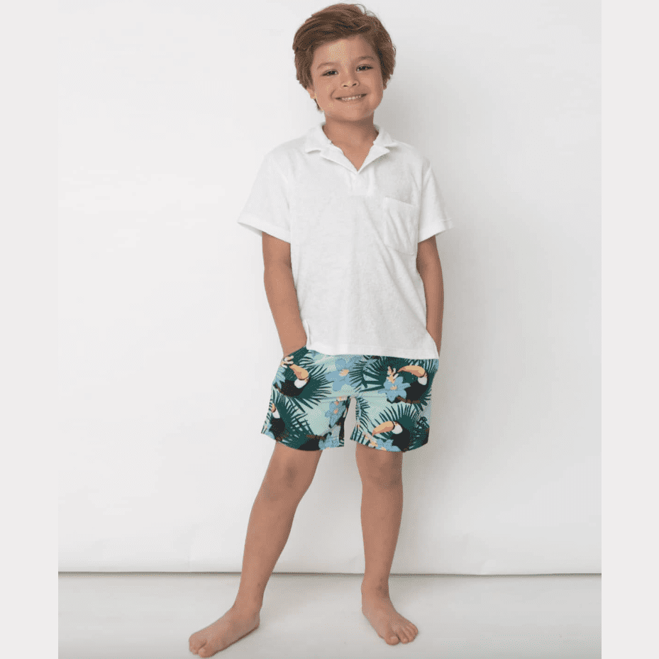 Shade Critters Boys Terry Polo - White - hip-kid