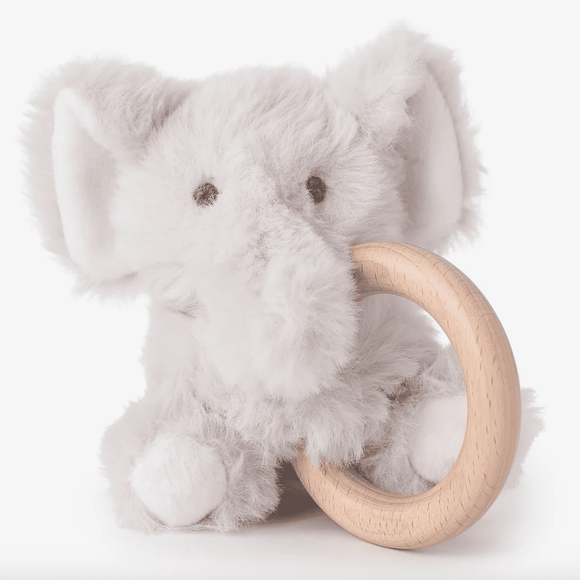 Elegant Baby Ring Rattle Plush - Elephant