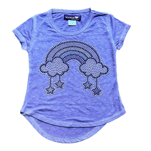 Sparkle by Stoopher Tee - Lavender Hanging Star Rainbow - hip-kid