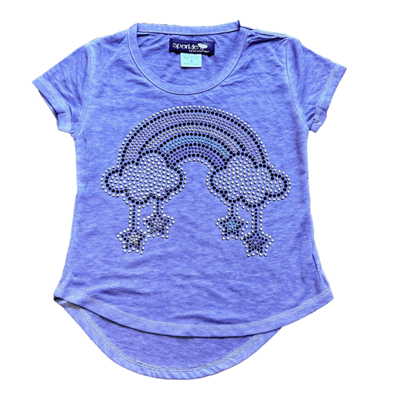Sparkle by Stoopher Tee - Lavender Hanging Star Rainbow