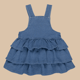 HUXBABY Knit Denim Frill Overall Dress & Tee Set - hip-kid