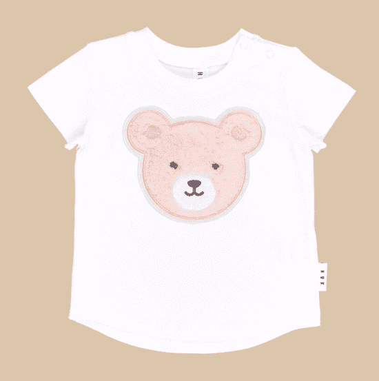 HUXBABY Furry Heart Bear T-Shirt & Rosebud Rib Short Set - hip-kid