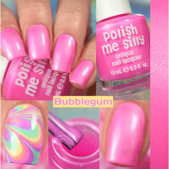 Polish Me Silly - Bubblegum Bright Lights Solid Pink Nail Polish Lacquer - hip-kid