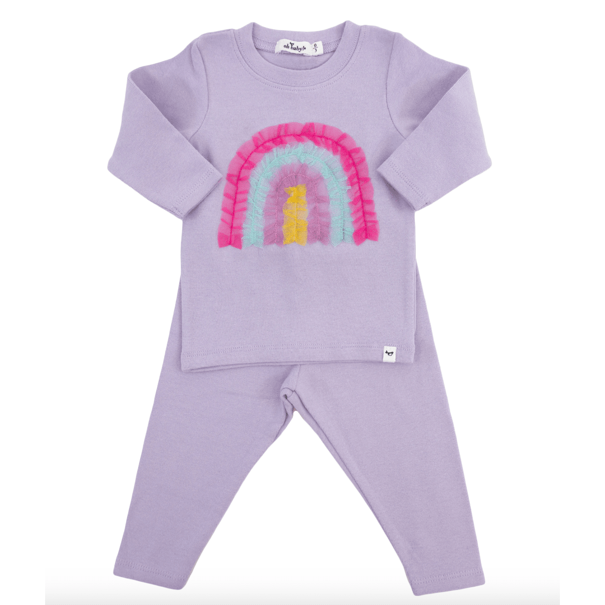 Oh Baby Bright Tulle Rainbow Applique LS 2pc Set -  Orchid - hip-kid