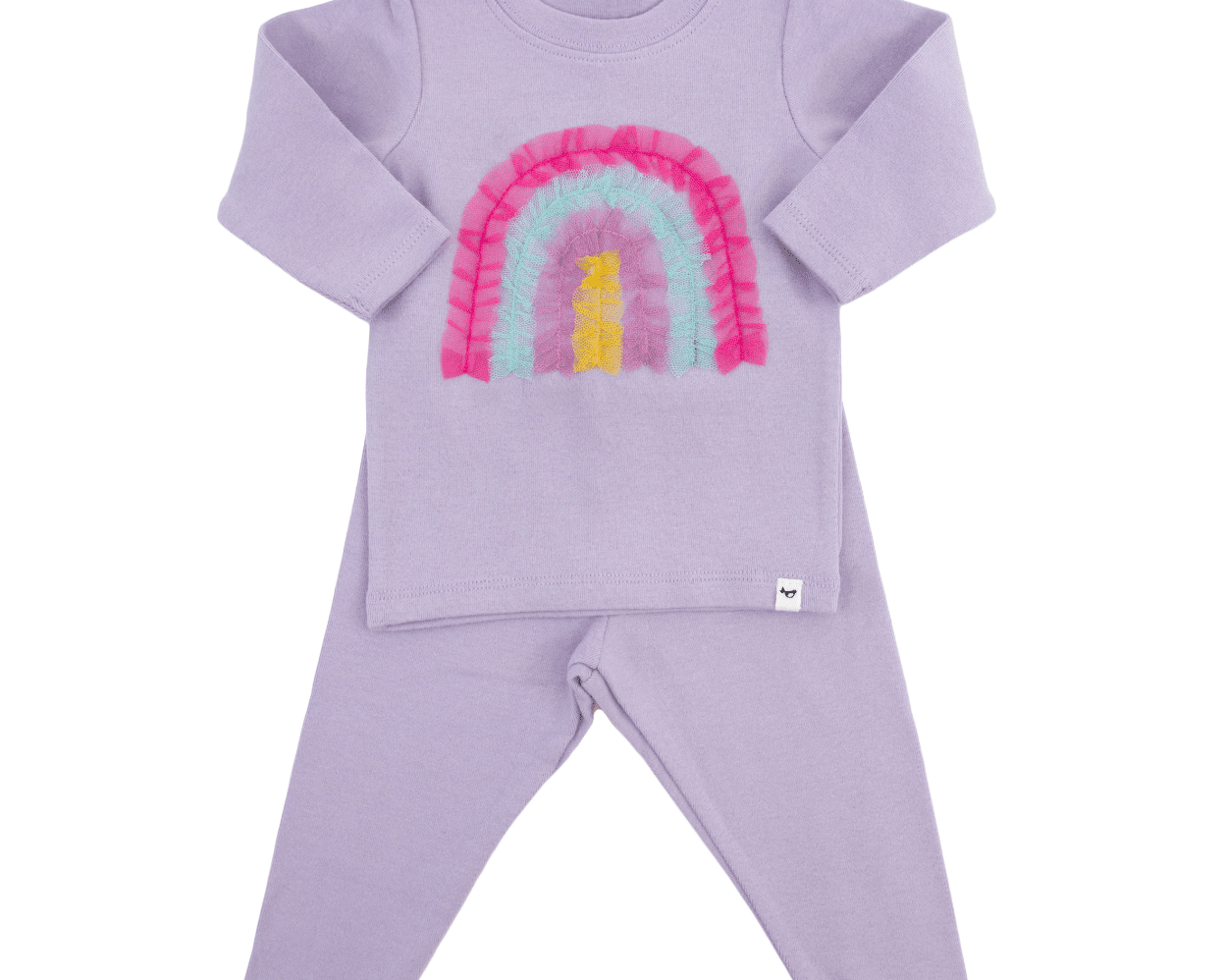 Oh Baby Bright Tulle Rainbow Applique LS 2pc Set -  Orchid - hip-kid