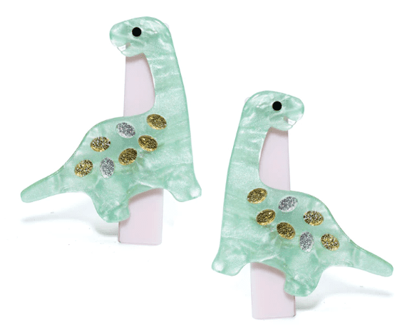 Lilies & Roses - Preciousaurus Pearlized Green Hair Clips - hip-kid