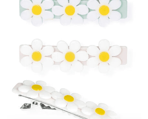 Lilies & Roses - Daisies White Satin Pastel Color Hair Clips - hip-kid