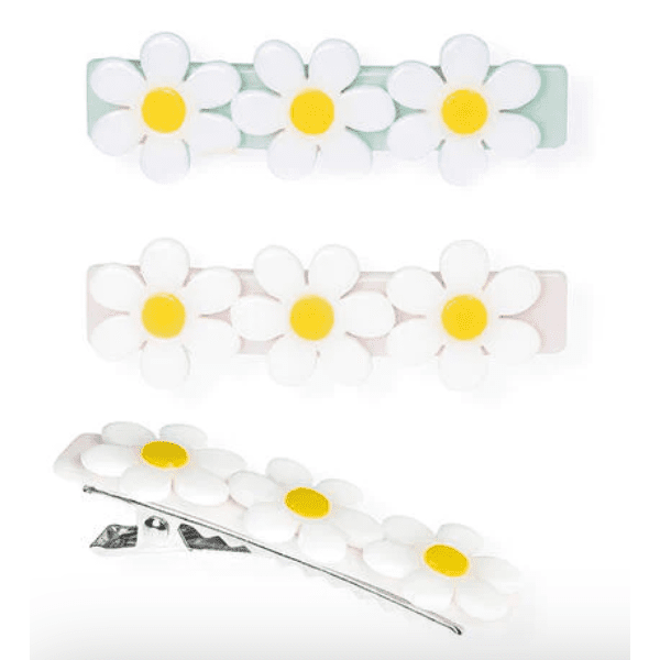 Lilies & Roses - Daisies White Satin Pastel Color Hair Clips - hip-kid