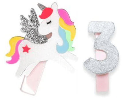 Lilies & Roses - Unicorn Birthday Number 3 Alligator Clips - hip-kid