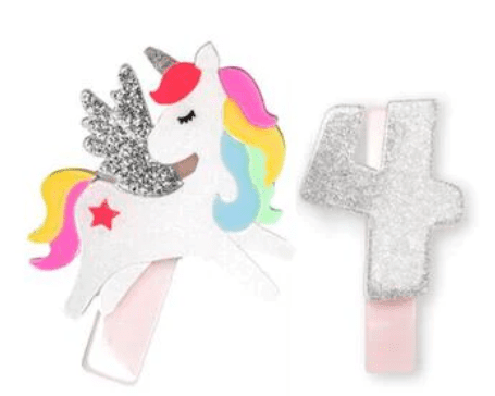 Lilies & Roses - Unicorn Birthday Number 4 Alligator Clips - hip-kid