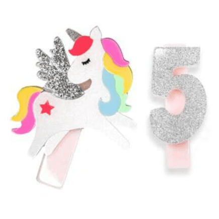 Lilies & Roses - Unicorn Birthday Number 5 Alligator Clips - hip-kid