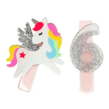 Lilies & Roses - Unicorn Birthday Number 6 Alligator Clips - hip-kid