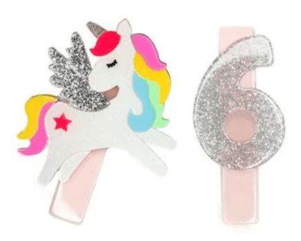 Lilies & Roses - Unicorn Birthday Number 6 Alligator Clips - hip-kid