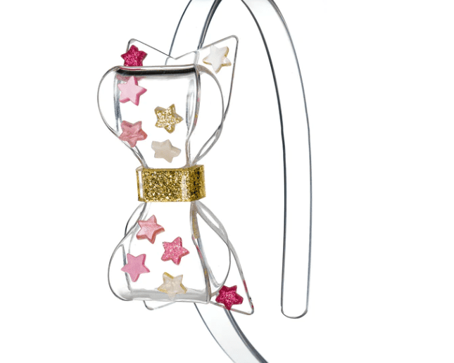 Lilies & Roses Fat Bow Pearlized Pink Star Headband - hip-kid